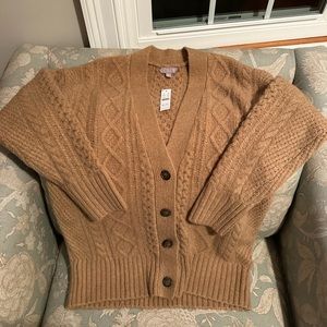 J Crew Cable Knit Stretch Cardigan Sweater
